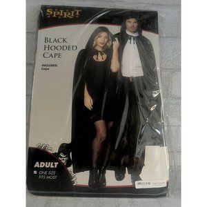 SPIRIT Black Satin Hooded Cape - Adult - One Size Fits Most - NEW